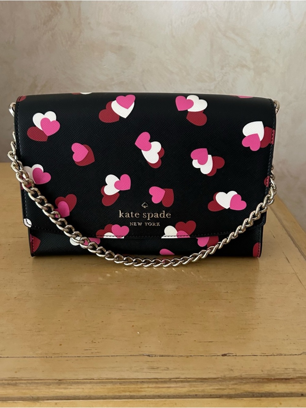 Kate spade New York cardboard flutter hearts printed saffiano bag